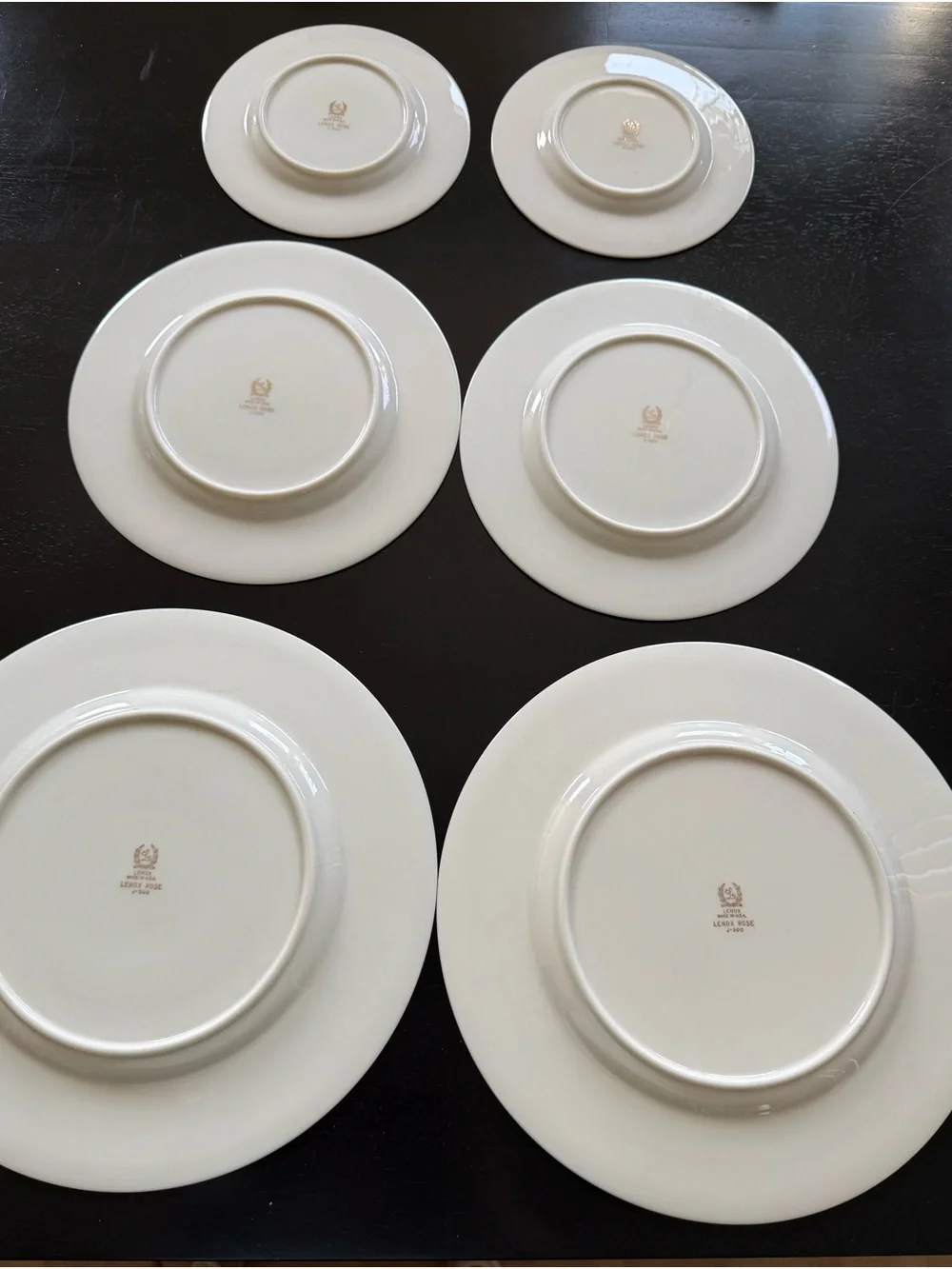 Lenox Floral Rose Bone China Dinner Plates in Pink, Blue and Gold Trim